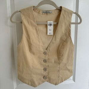 Abercrombie Women's Tailored Vest Set Top - Small - Cream - NWT